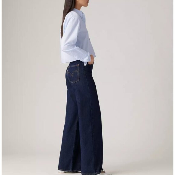 Levi's Women's Premium 26x32 Ribcage Wide Leg Shaded View Dark Wash - Picture 2 of 7